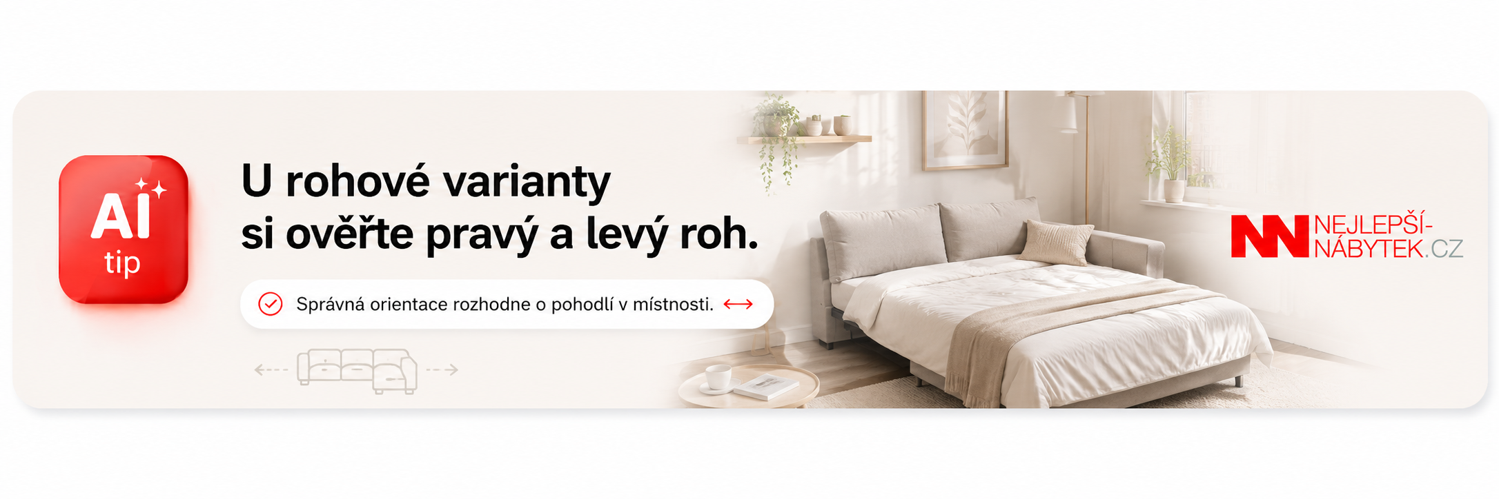 Kontrola pravého a levého rohu u rohové sedačky