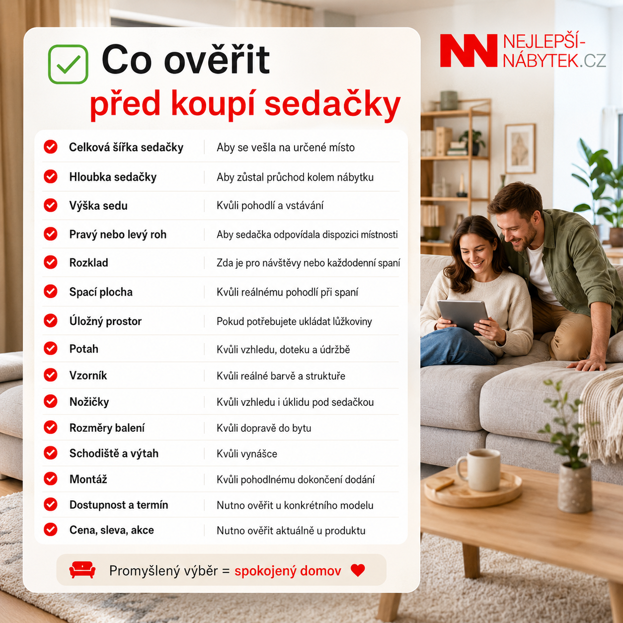 Checklist před koupí sedací soupravy