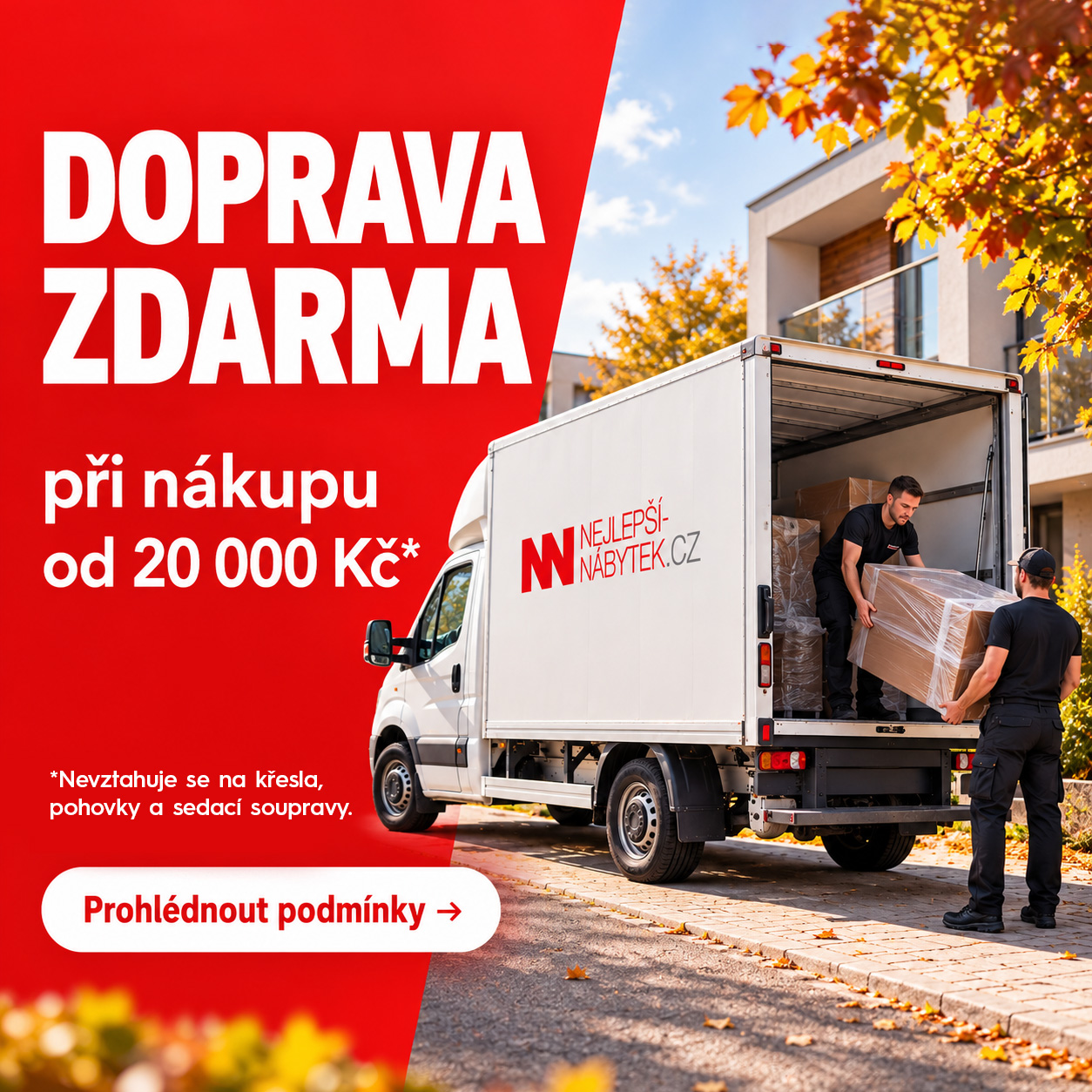 Podmínky dopravy zdarma při nákupu nábytku