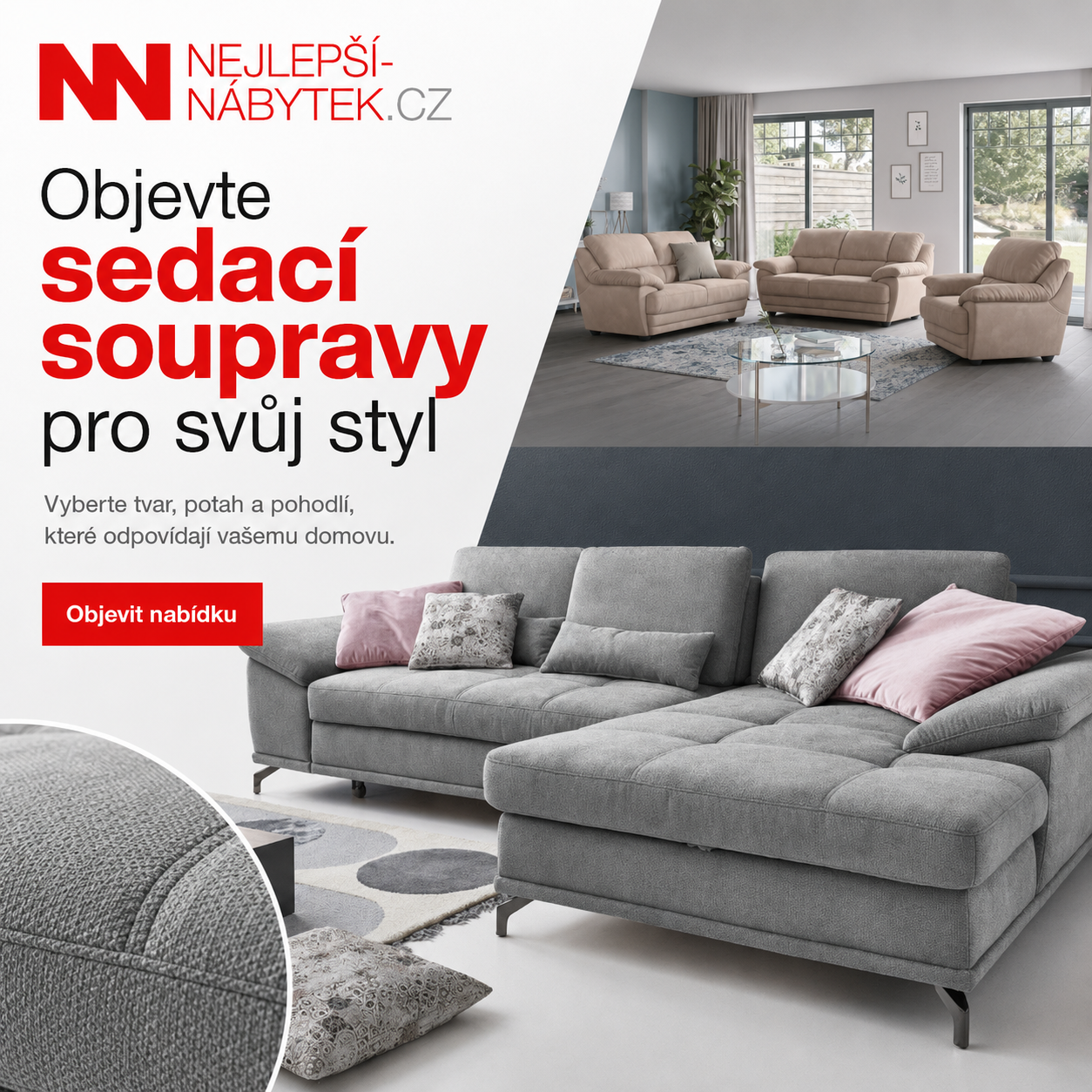 Sedac&iacute; soupravy pro různ&eacute; styly bydlen&iacute;