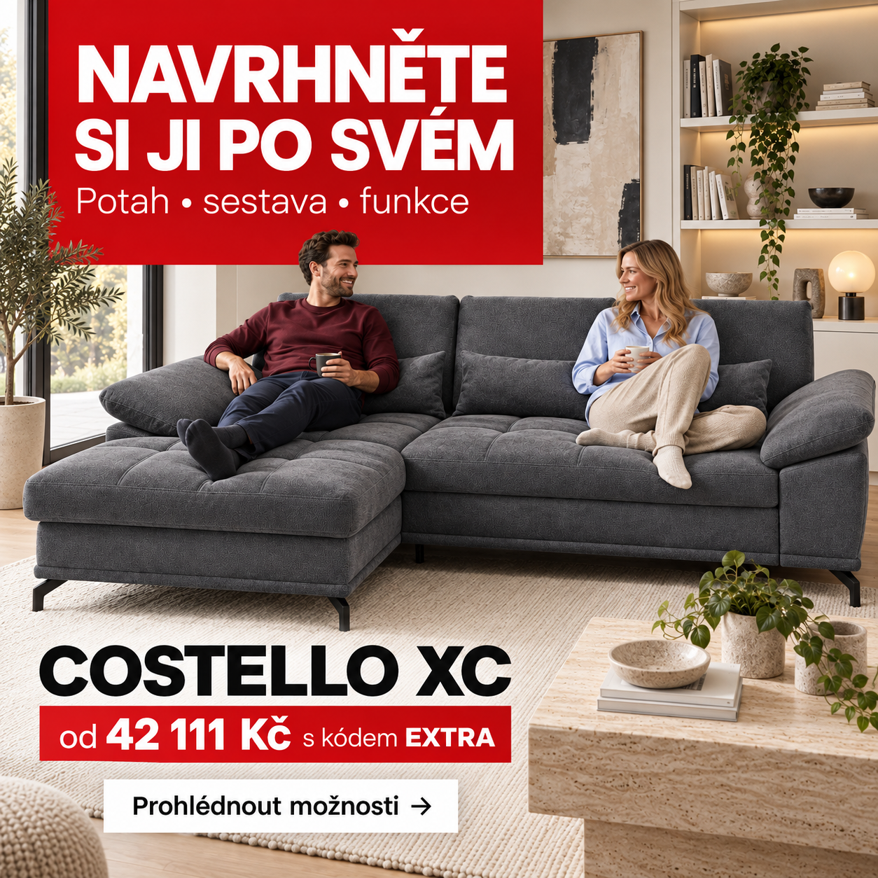 Konfigurovatelná rohová sedací souprava COSTELLO XC