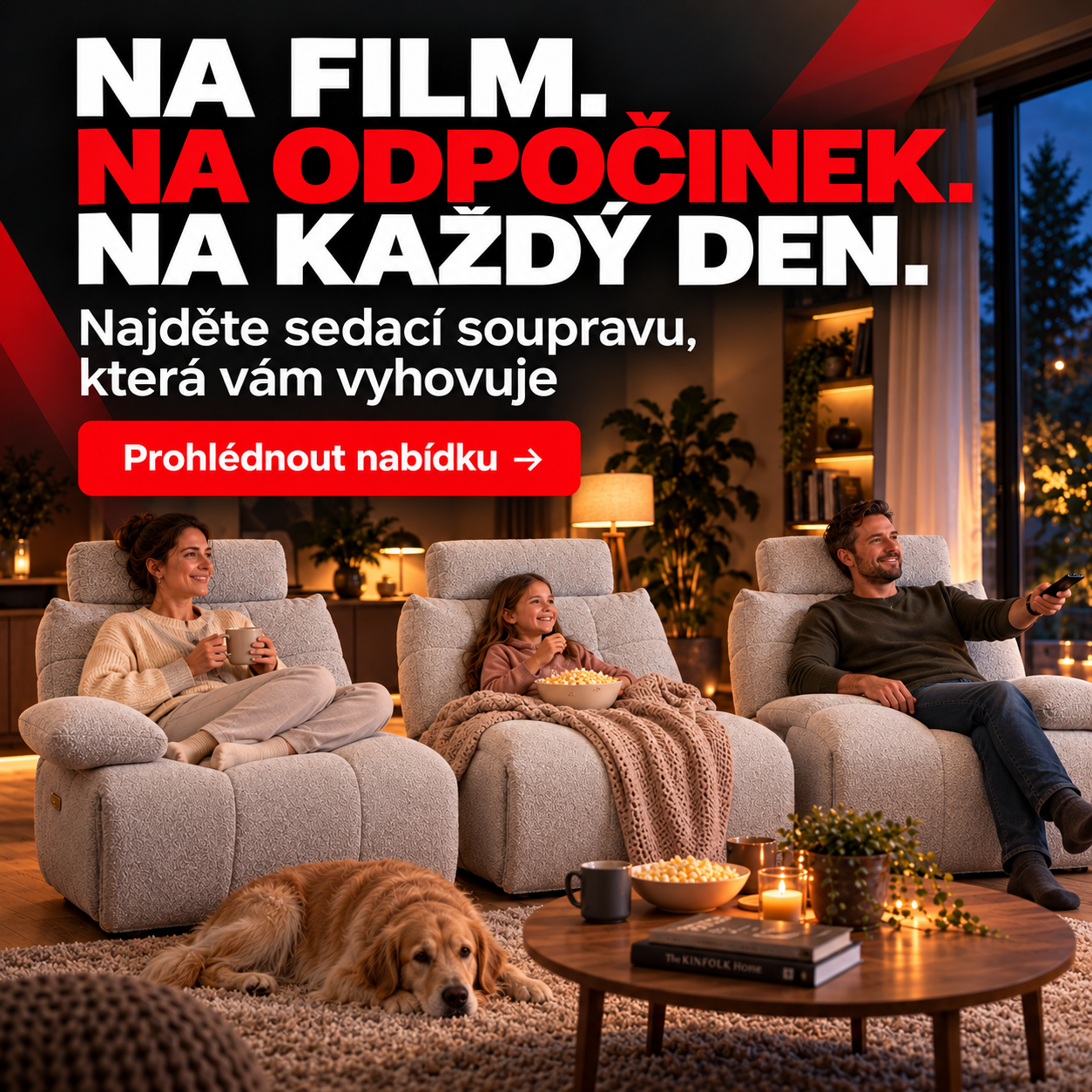 Sedací soupravy pro pohodlný filmový večer