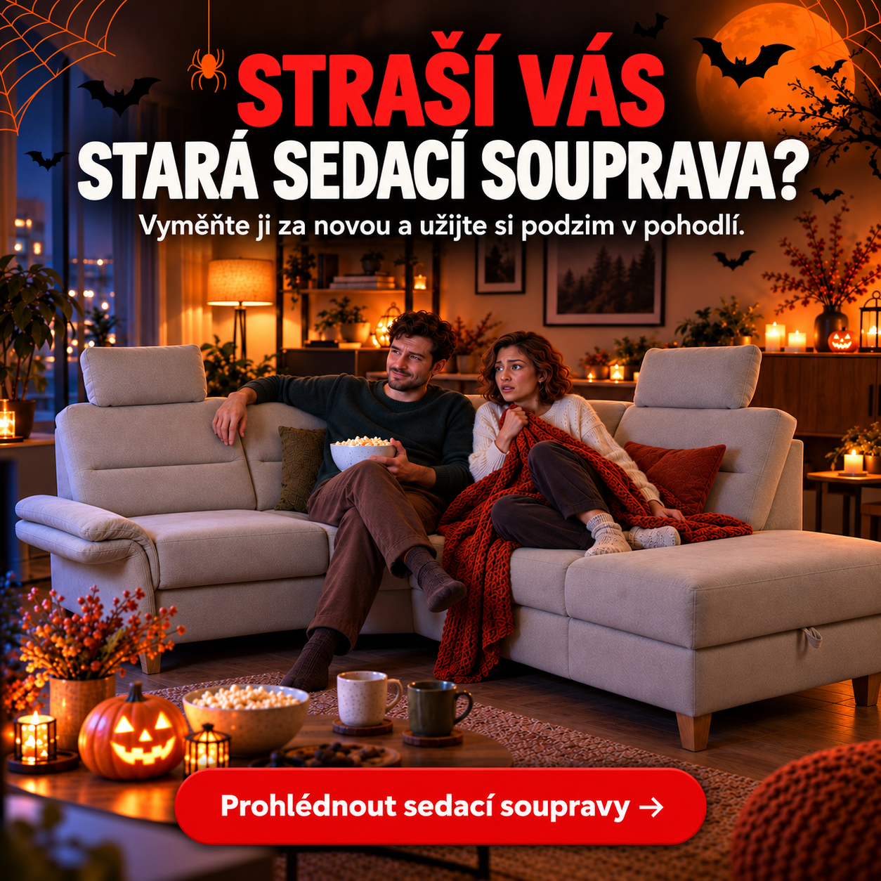 Halloweenská nabídka sedacích souprav pro podzimní pohodlí