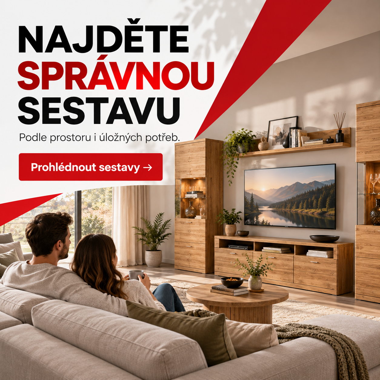 Výběr volitelné obývací sestavy podle prostoru