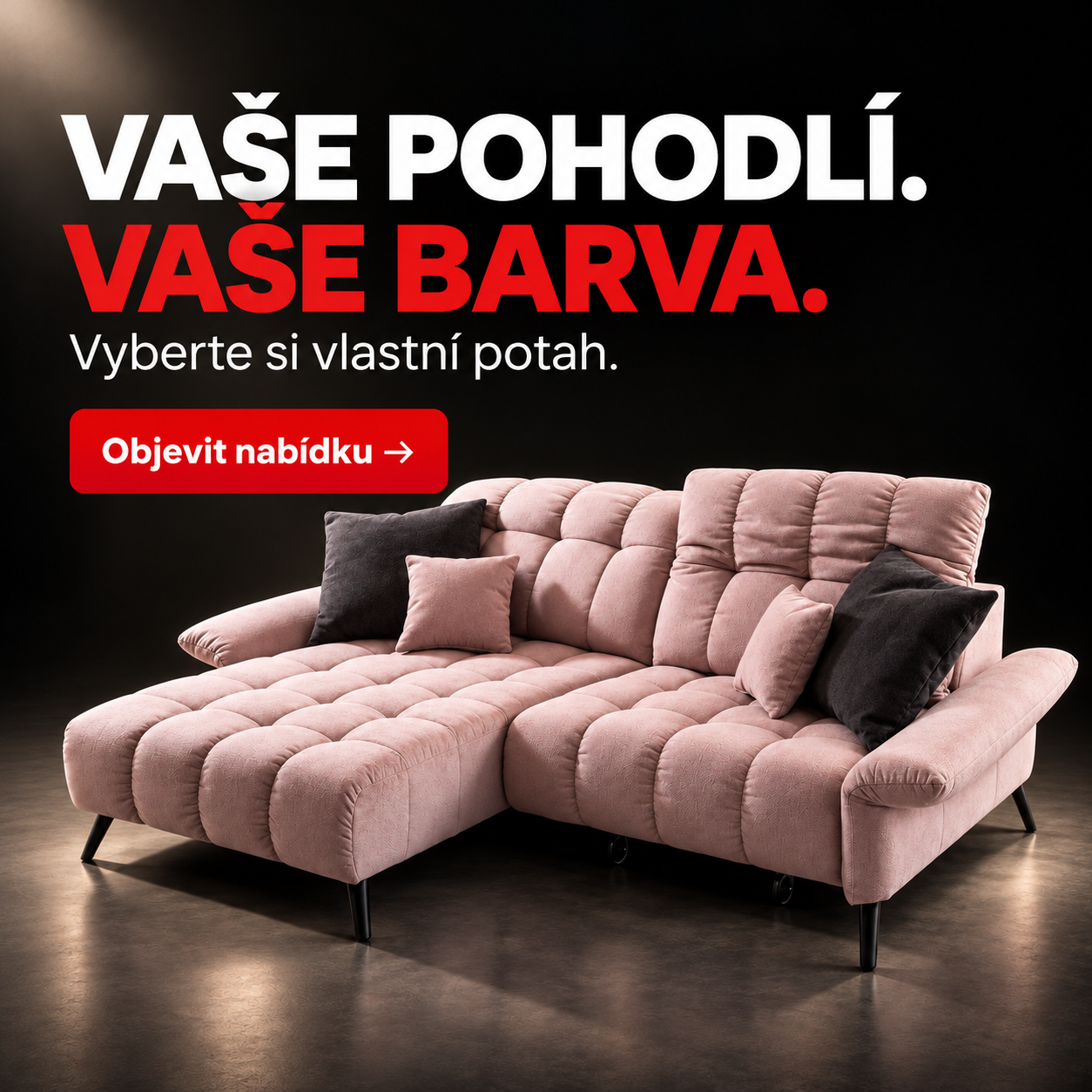 Sedací souprava s možností výběru barvy potahu