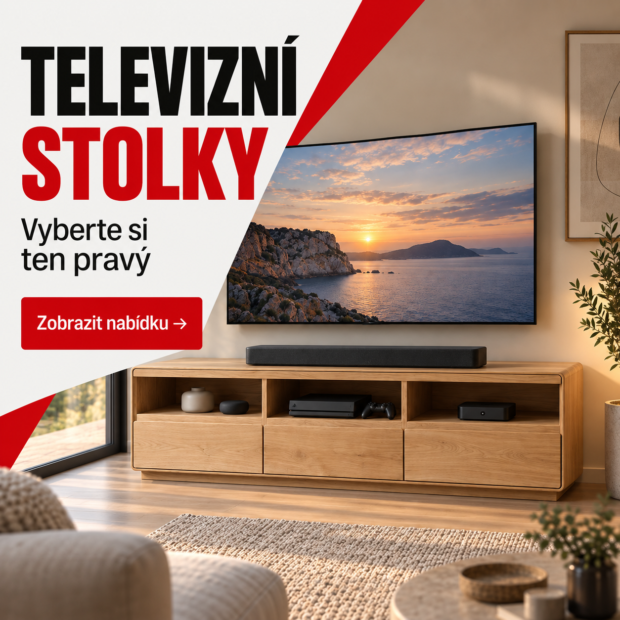 Výběr televizních stolků podle prostoru