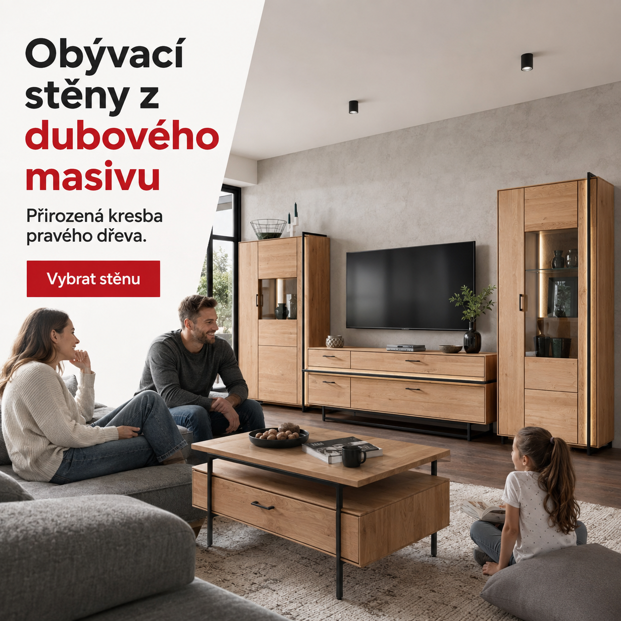 Obývací stěny z dubového masivu