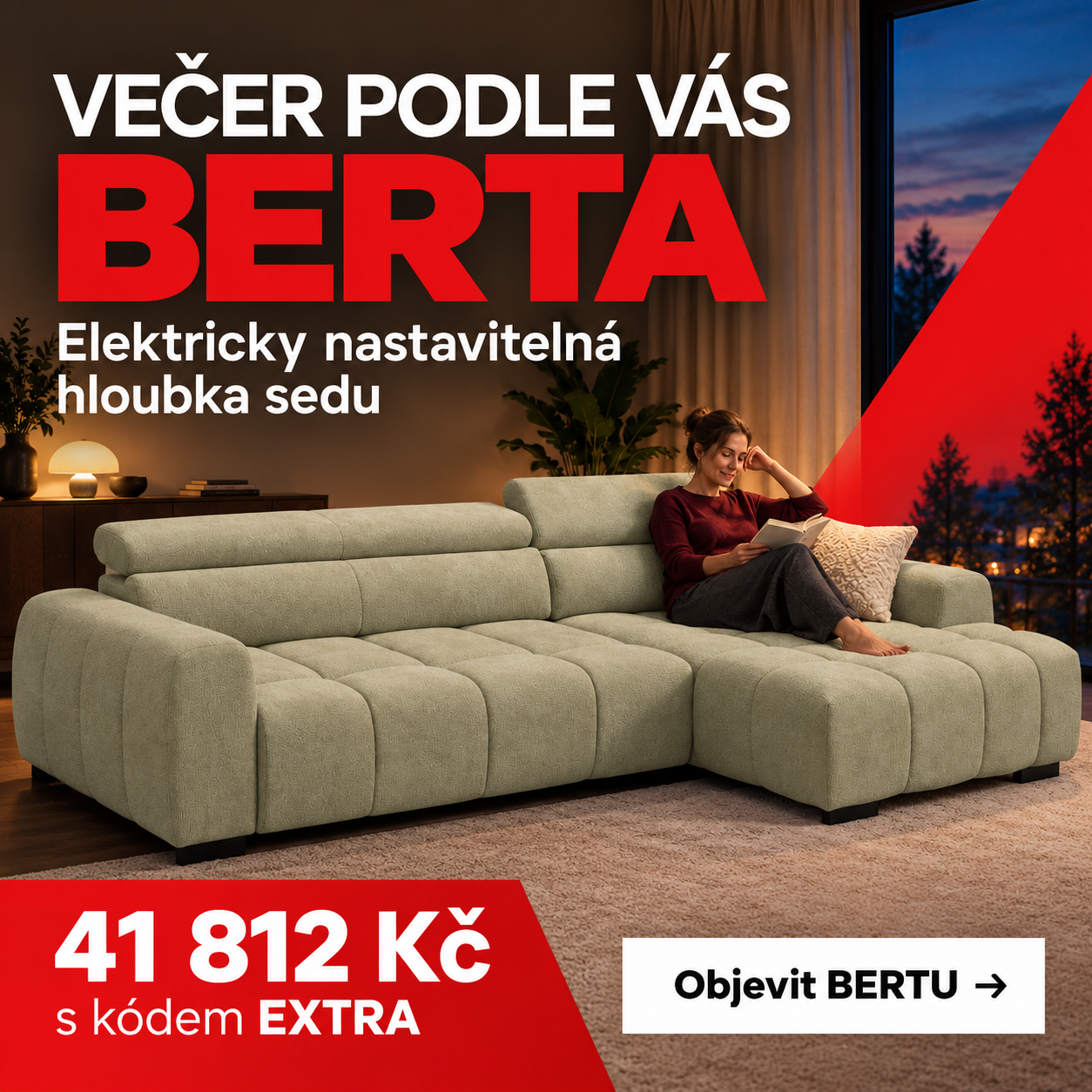 Sedací souprava BERTA s elektricky výsuvným sedákem