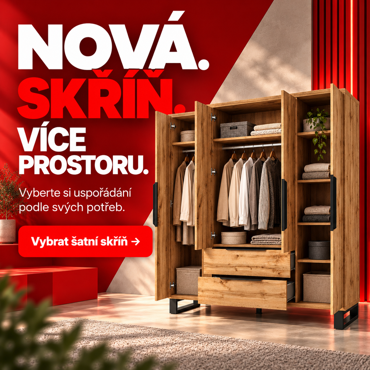 Nová šatní skříň pro více místa na oblečení