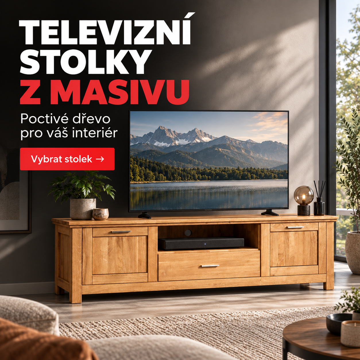 Nabídka televizních stolků z masivu