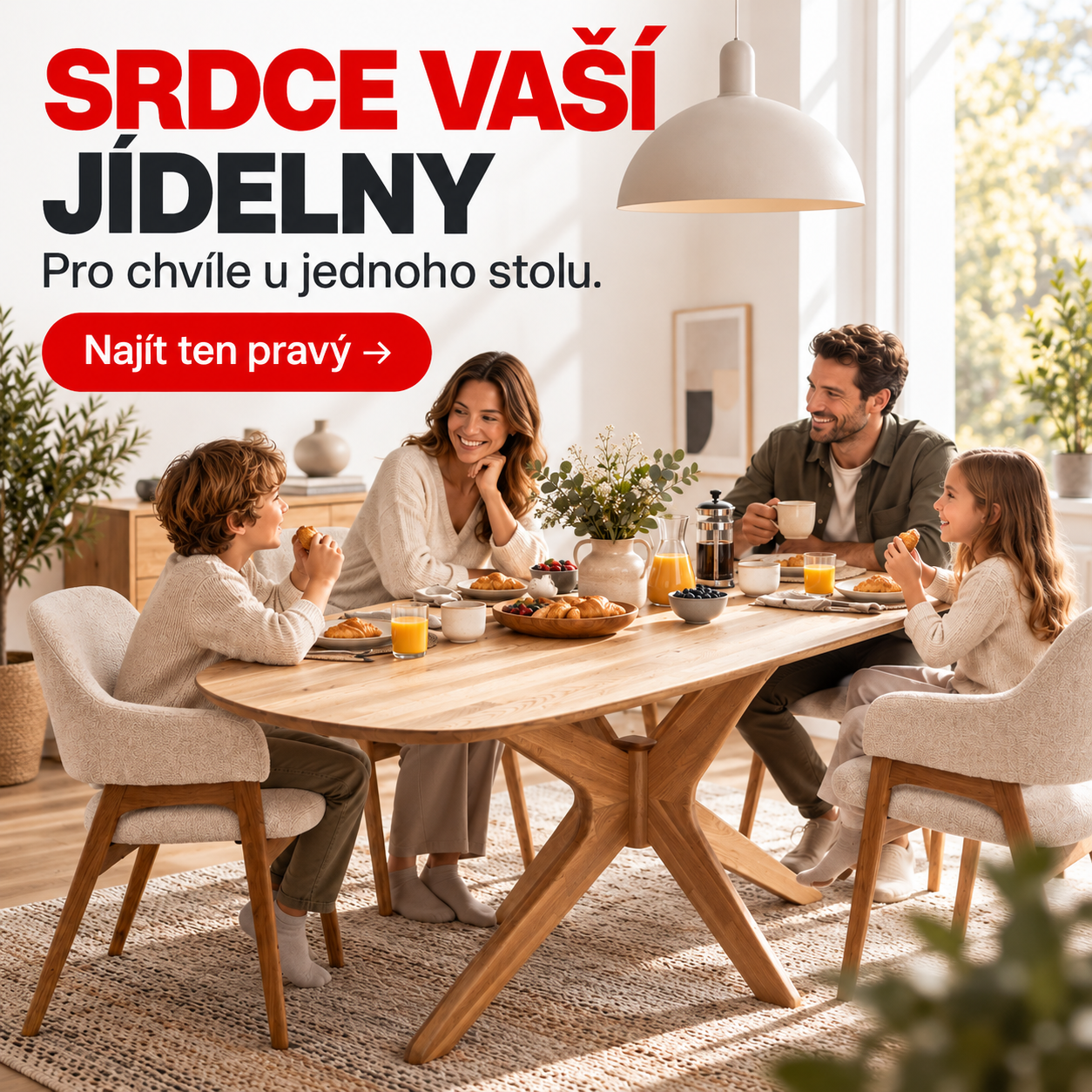 Společné chvíle u přírodního jídelního stolu