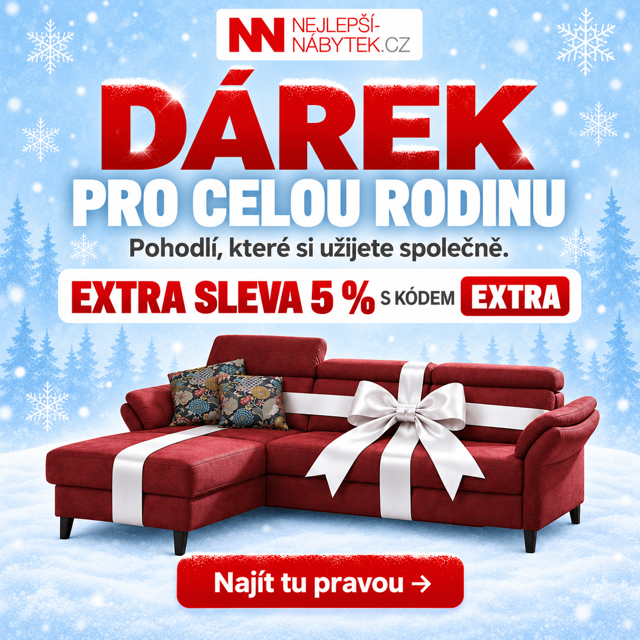Pohodlí pro celou rodinu a extra sleva na sedací soupravy