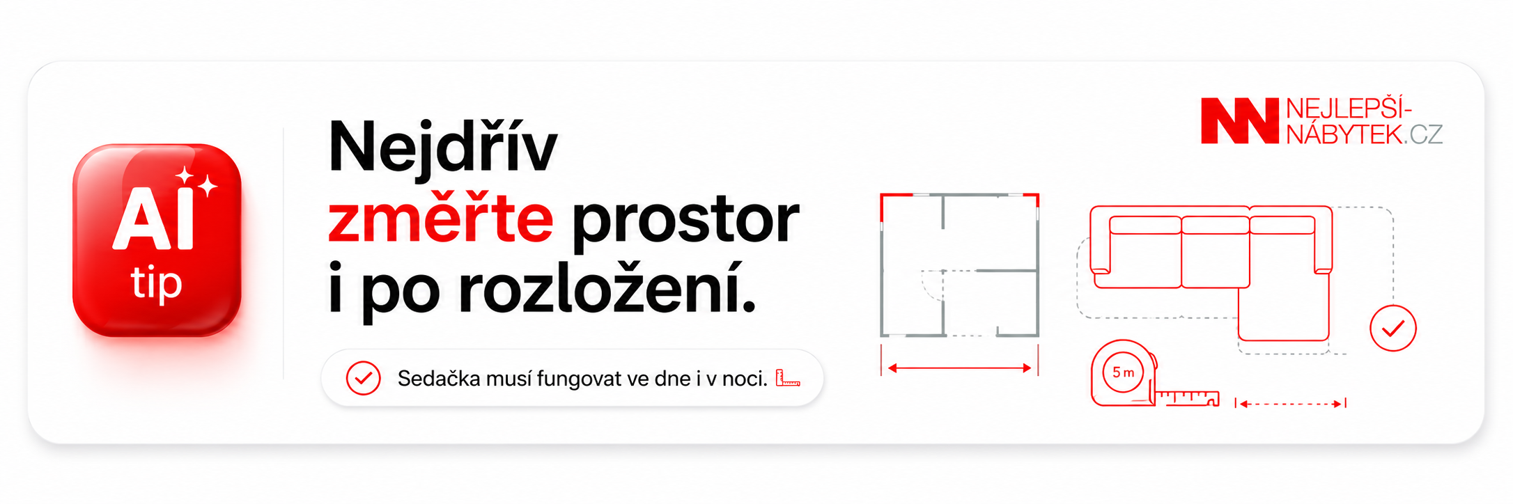 Měření prostoru před rozložením sedačky