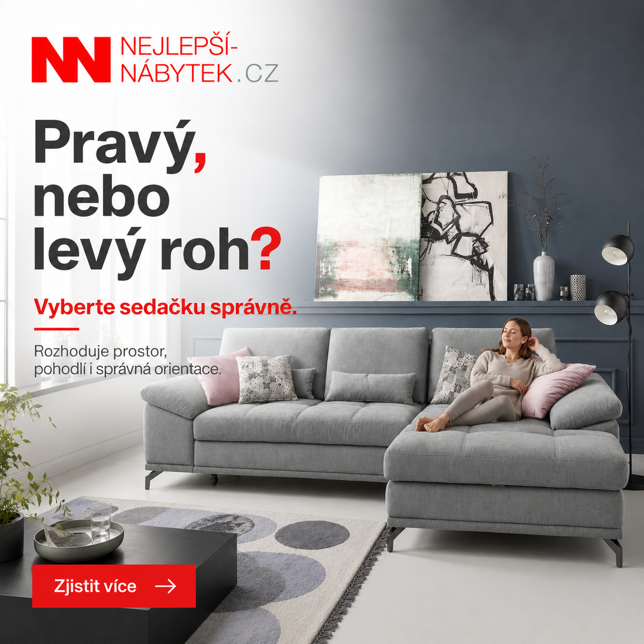 Grafika pravý nebo levý roh u sedačky