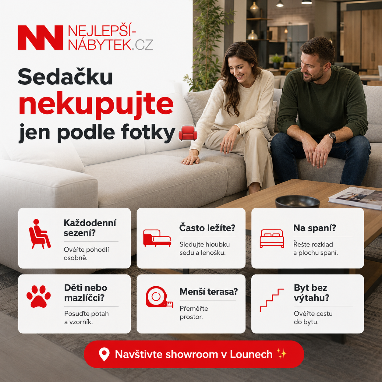 Přehled důležitých bodů při výběru sedačky