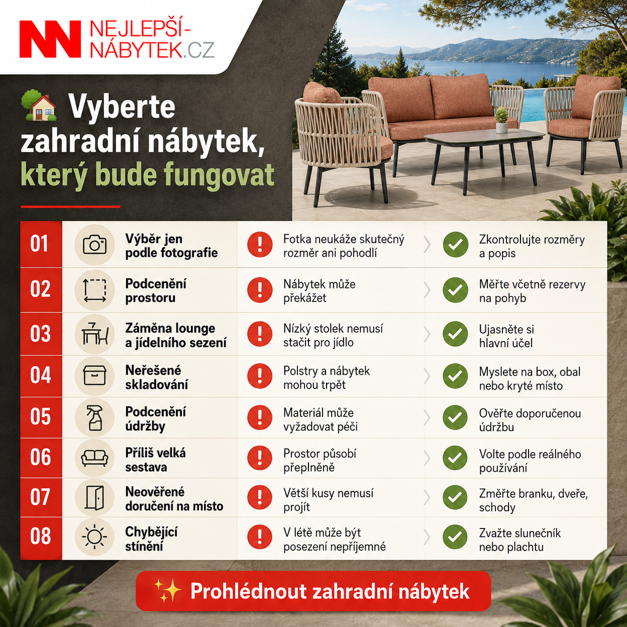 Přehled nejčastějších chyb při výběru zahradního nábytku