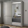 Šatní skříň s posuvnými dveřmi MARLOW se zrcadlem – 150 cm, Kieselgrau