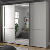 Šatní skříň s posuvnými dveřmi MARLOW se zrcadlem, 3-dveřová – 250 cm, bílá