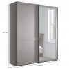Šatní skříň s posuvnými dveřmi MARLOW se zrcadlem – 150 cm, Kieselgrau