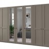 Šatní skříň MARLOW, 7-dveřová se 3 zrcadly – 350 cm, Kieselgrau