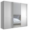Šatní skříň s posuvnými dveřmi MARLOW se zrcadlem, 3-dveřová – 250 cm, bílá