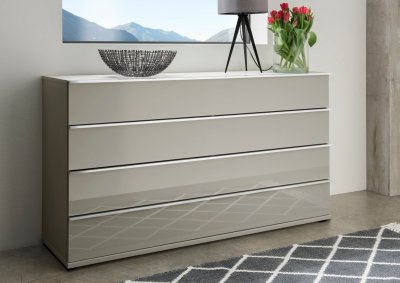 Komoda se zásuvkami MONTREAL šedá/sklo šedý lesk