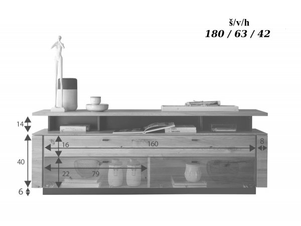 Dubový nábytek do obývacího pokoje KARIS 3 dub divoký 100% masiv