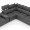 Kožená rohová sedací souprava s elektrickou funkcí relax a rozkladem pro spaní SOVAL