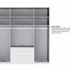 Moderní šatní skříň SHANGHAI 2 se zásuvkami - 200 cm, bílé sklo/Kieselgrau
