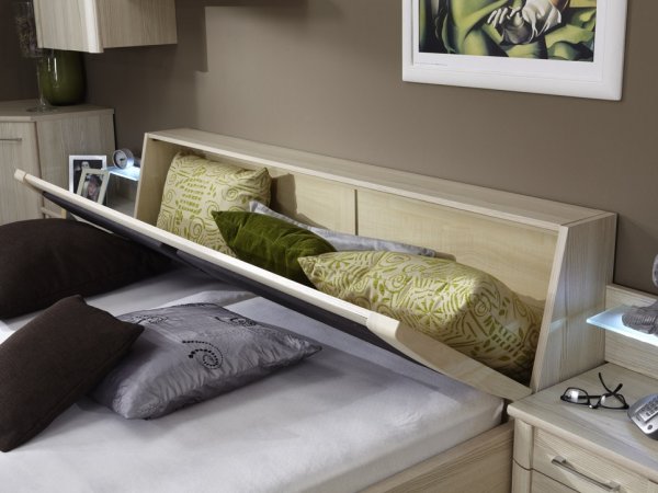 Moderní ložnice s nástavbou nad postelí LUXOR 2 dub segerau