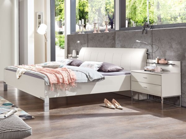 Luxusní postel KANSAS bílá champagne