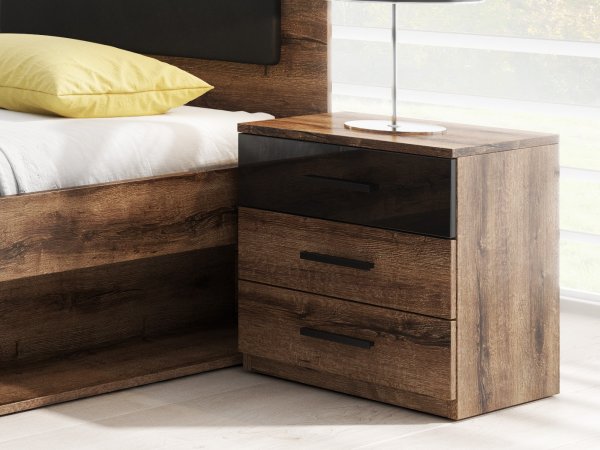 Moderní ložnice GALAXY dub Monastery/černý lesk