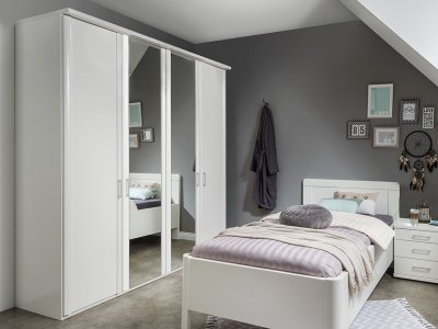 Šatní skříň se zrcadlem BERN alpská bílá
