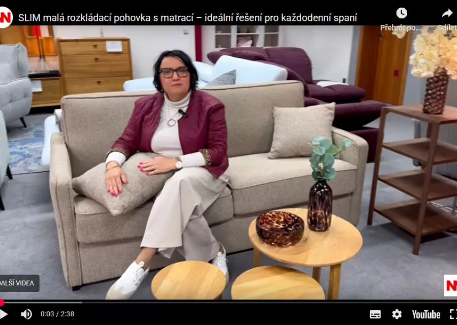 SLIM: malá rozkládací pohovka s matrací – ideální pro každodenní spaní (videorecenze)