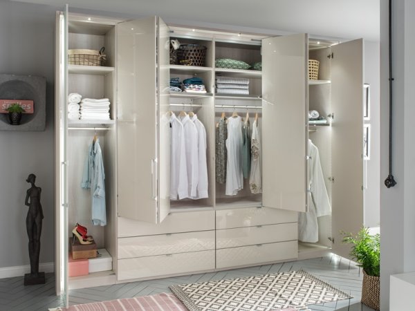 Luxusní ložnicová sestava KANSAS bílá champagne/sklo