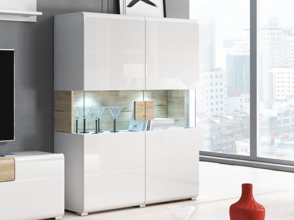 Komoda TOLEDO dub San Remo/bílý lesk