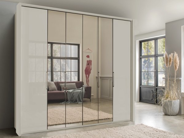 Luxusní ložnicová sestava KANSAS bílá champagne/sklo