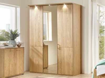 Skříň se zrcadlem a LED osvětlením LIDO dub masiv