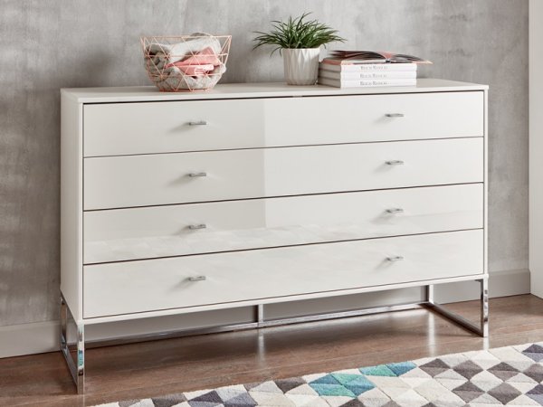 Luxusní ložnicová sestava KANSAS bílá champagne/sklo