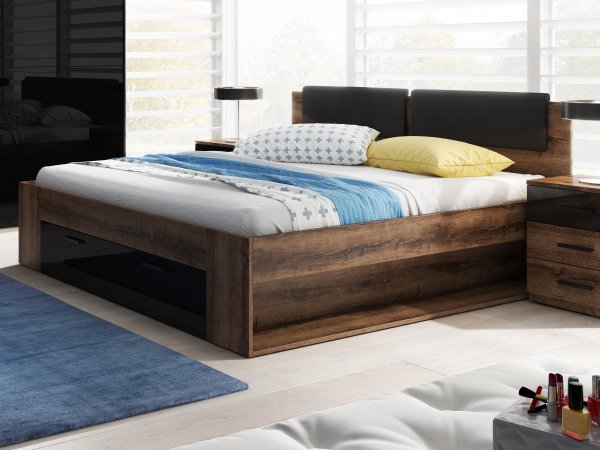 Moderní ložnice GALAXY dub Monastery/černý lesk