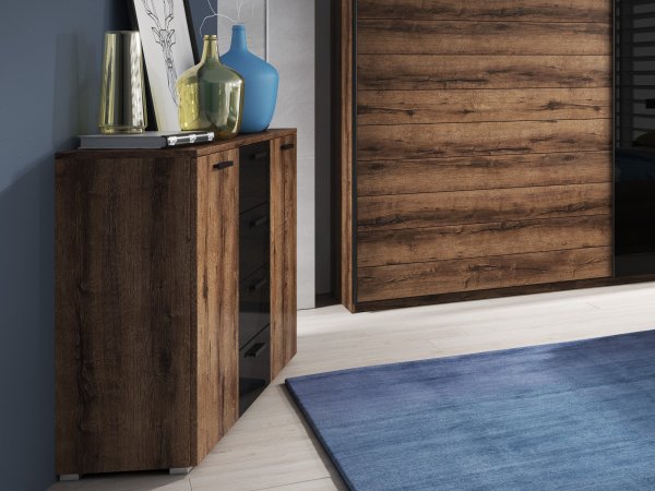 Moderní ložnice GALAXY dub Monastery/černý lesk