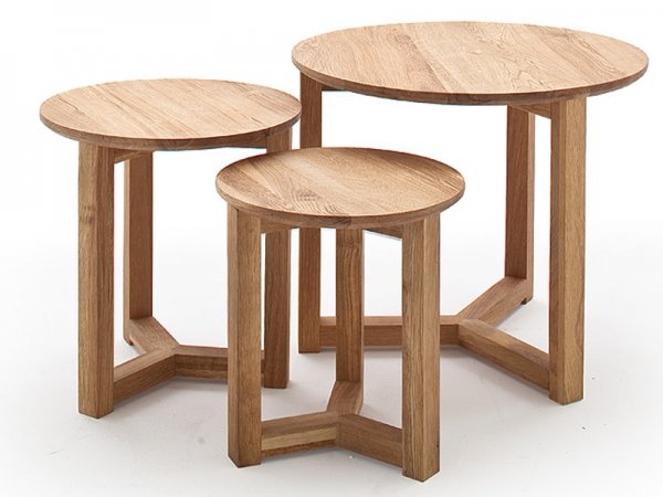 Sada tří konferenčních stolků z masivu FAYE dub přírodní