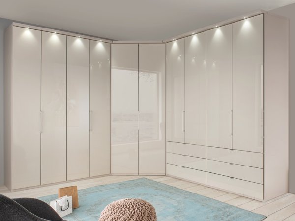 Luxusní ložnicová sestava KANSAS bílá champagne/sklo