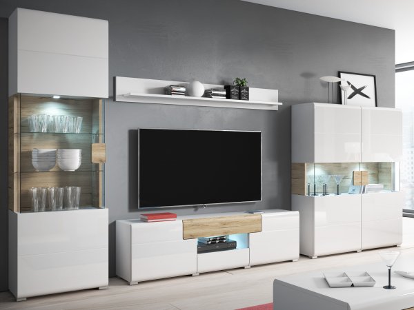 Konferenční stolek TOLEDO dub San Remo/bílý lesk