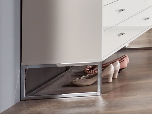 Komoda se zásuvkami KANSAS bílá champagne/sklo