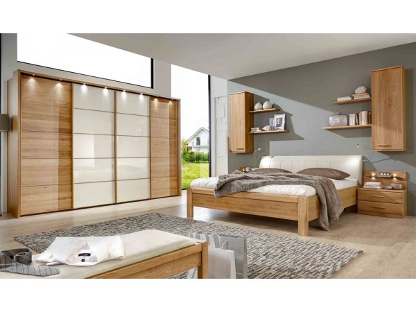 Šatní skříň s posuvnými dveřmi TOLEDO dub/sklo Magnólie