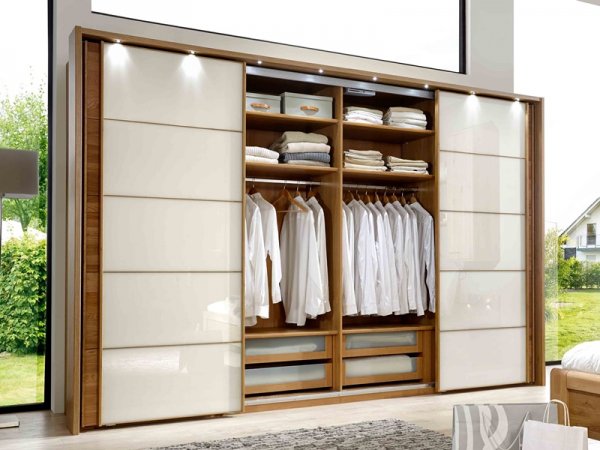 Šatní skříň s posuvnými dveřmi TOLEDO dub/sklo Magnólie