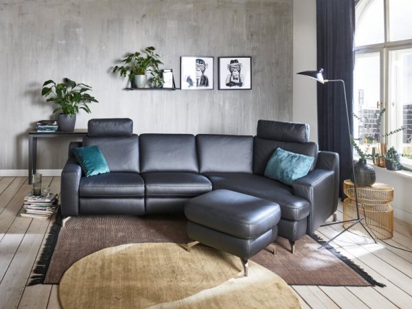Kožená rohová sedací souprava PRISMA s funkcí relax
