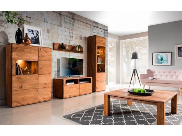 Dubový nábytek z masivu do obývacího pokoje a jídelny - DALLAS 4 dub pálený olejovaný