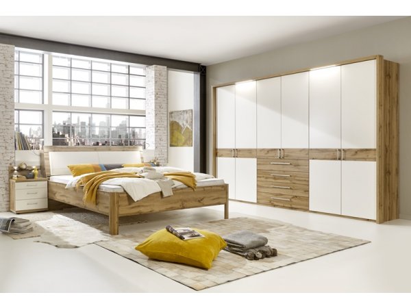 Moderní postel PADUA alpská bílá/dub